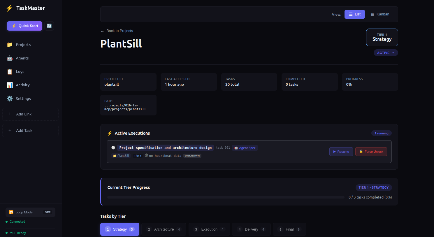 TaskMaster dashboard
